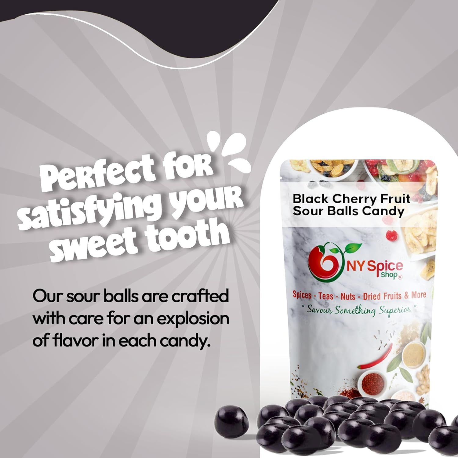 NY Spice Shop Assorted Black Cherry Sour Balls - 5 Pound - Healthy Snacks - Bulk Candy Balls - Assorted Candy Sour Balls
