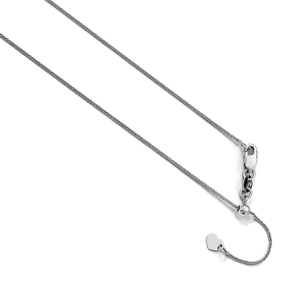 10k White Gold .8 mm Adjustable Spiga Chain Necklace - 2.6 Grams - 30 Inch