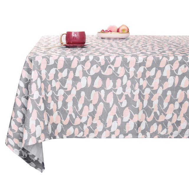 Deconovo Lino sintético con presillas Pattern Table Cover, Water and Spill Resistant Rectangle Tablecloth para Party, Grey, 54x108 Inch