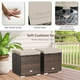 thumbnail image 6 of Costway 2PCS Patio Rattan Ottomans Seat Side Table Storage Box Footstool W/Cushion Beige, 6 of 10