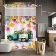 thumbnail image 5 of Spring Floral No Hooks Shower Curtain with Snap-in Liner Oil Painting Flowers Watercolor Farmhouse Blue Truck Shower Curtains for Bathroom, Waterproof, Easy Install, Washable 48"x72", 5 of 9