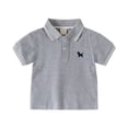 thumbnail image 3 of Staki Polo Baby Boy Clothes Boys Short Sleeve Premium Pique Polo Shirt, Button Closure, Soft & Comfortable 1-10Y(Gray,3-4 Years), 3 of 6