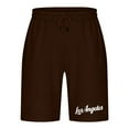 thumbnail image 5 of HOOMEUMY Men's Summer Shorts Drawstring Elastic Waist Solid Color Beach Shorts with Pockets Sports Running Shorts Brown L, 5 of 5