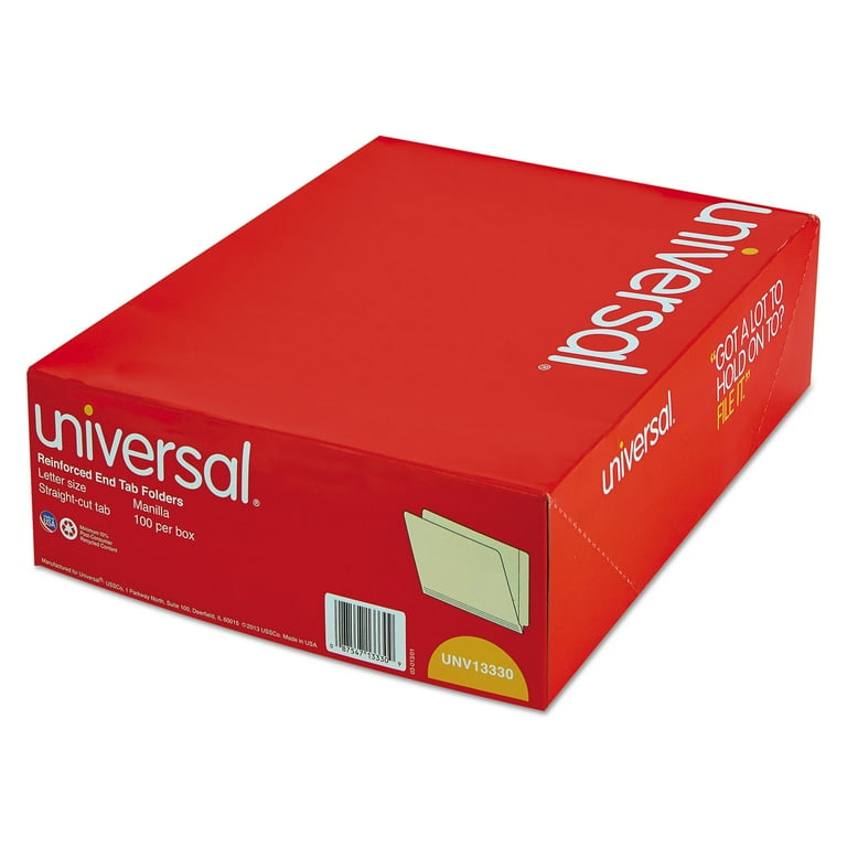 Reinforced Top File Folders, Straight Tabs, Letter Size, Manila, 100/Box Reinforced Top File Folders, Straight Tabs, Letter Size, Manila, 100/Box