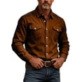 thumbnail image 6 of thefmos Men's Plus Size Long Sleeve Corduroy Shacket Fall Winter Casual Button Down Shirt Classic Collared Work Outfits Tops, Coffee XL, 6 of 9