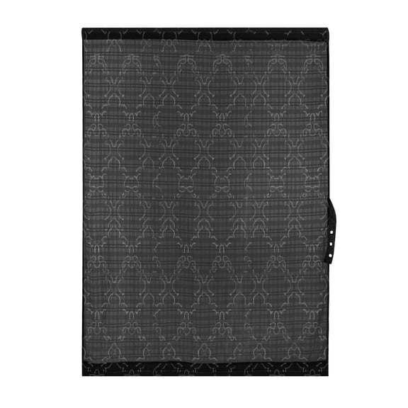 Black Decorative Pattern Door Curtain 25x40in Privacy Mesh with UV Protection Tie Back Rod Pockets