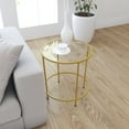 thumbnail image 3 of Merrick Lane Glass End Table with Round Matte Black Frame and Vertical Legs, 3 of 13
