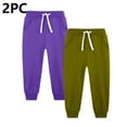 thumbnail image 2 of AHTJRT 2 Pack Kids Unisex Pants Warm Fall Winter Elastic Waist Drawstrings Sweat Pants with Pockets Fashion Tapered Joggers Pants Purple#02 7-8 Years, 2 of 3