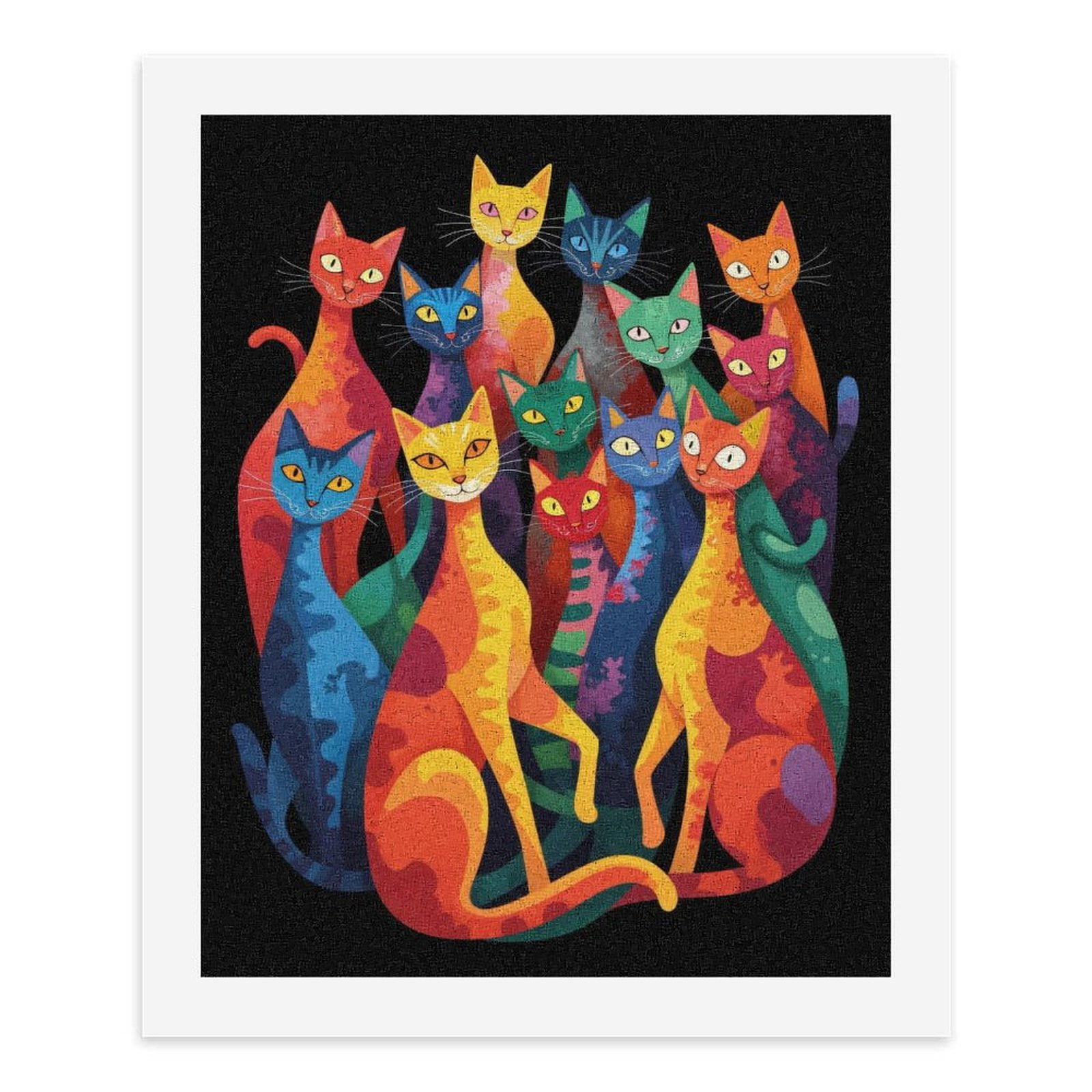 Paint By Numbers Kit for Adults Beginner - DIY Colorful Abstract Cat Ensemble Canvas Painting Kits for Adults, Frameless Paint By Number for Adults for Home Wall Decor 16x20 Inch
