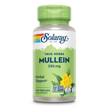 Solaray Mullein Leaf, Herbal Support for Healthy Respiratory and Bronchial Function, Vegan, 100 Vegcaps