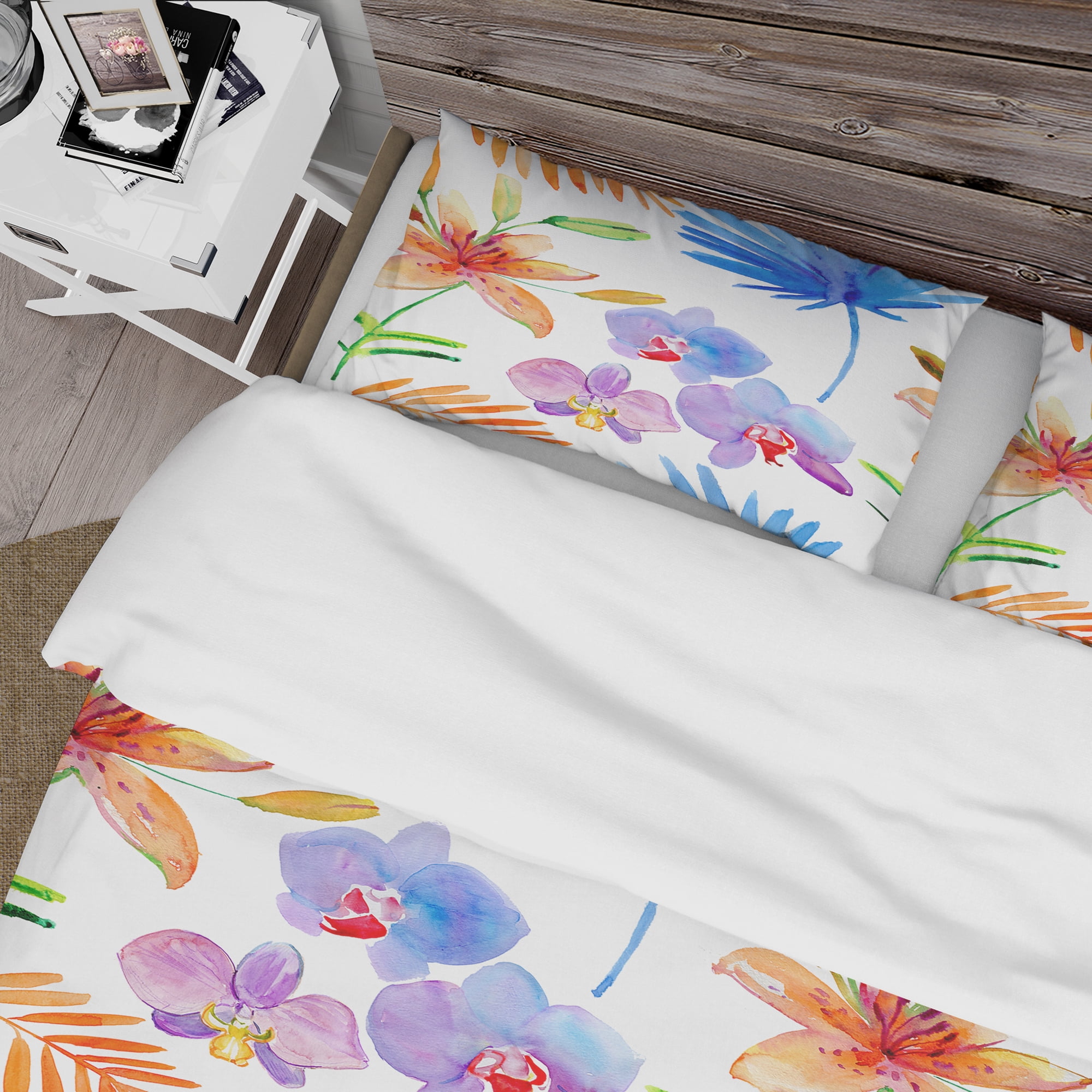 Designart 'Watercolour Orchids' Floral Duvet Cover Set
