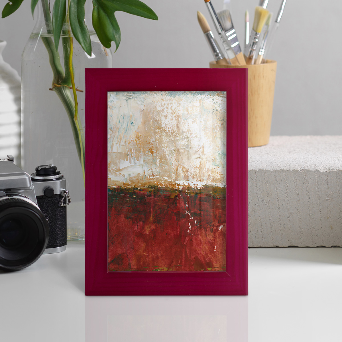 August Horizon I -Framed Print w/glass-Cherry Red
