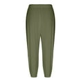 thumbnail image 7 of USNSM Women's Capri Pants High Waist Drawstring Cinch Bottom with Button Cotton Loose Casual Trouser with Pockets Army Green XL, 7 of 7