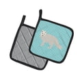 thumbnail image 2 of Caroline's Treasures White Arctic Fox Blue Check Pair of Pot Holders, 2 of 3