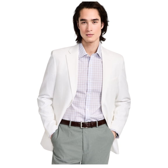 Tommy Hilfiger Mens Modern fit Sport Coat Blazer 36 R White Solid Stretch Linen