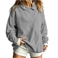 thumbnail image 5 of Lcziwo Womens Peter Pan Collar Sweatshirt Cuffed Long Sleeve Solid Pullover Oversized Casual Fall Winter Outfits Gray,S, 5 of 8