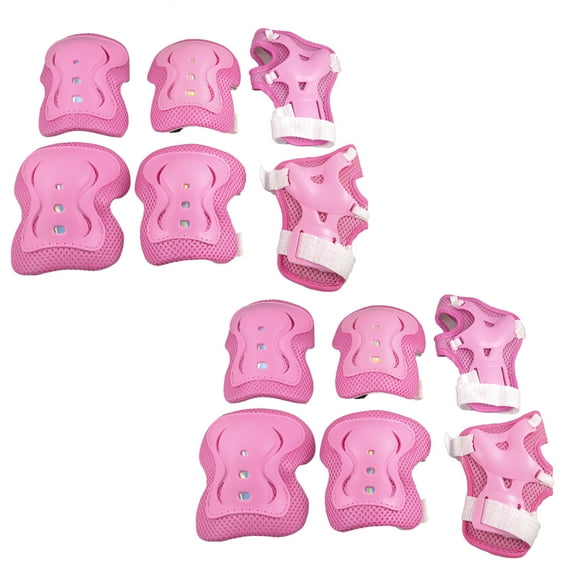 REGALWOVEN 2 Set Motorcycle Cycling Roller Skating Plastic Wrist Elbow Knee Protective Pads Support Brace Pink White