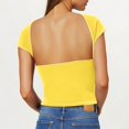 thumbnail image 4 of Women's Tank Tops $2.98 On Sale Lightweight New Round Neck Backless Solid Color Close-fitting Casual Top T-shirt, 4 of 7