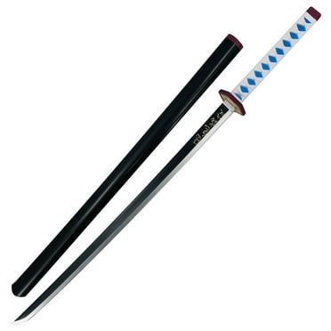 Armory Replicas Polyurethane Foam Zoro Pirate Wado Ichimonji 40 inch Cosplay and LARP Sword with Fiberglass Core Kimetsu No Yaiba-Inspired Nichirin Foam Prop with Blue Underlayer