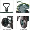 thumbnail image 6 of Kinbor Patio Garden Cart Rolling Work Seat with Tool Tray, Green, 6 of 7