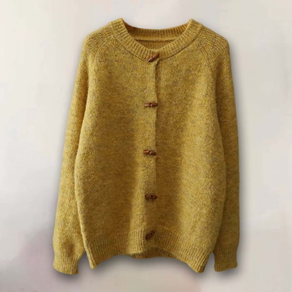 Sweater Cardigan Women Knitted Button Lightweight Yellow Cardigan Warm Sweaters Fall Fashion Must Haves Womens Sweater