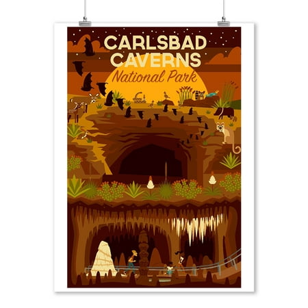 Carlsbad Caverns National Park, New Mexico - Geometric - Lantern Press Artwork (9x12 Art Print, Wall Decor Travel