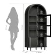 thumbnail image 2 of Aisword 71" Tall Arched Bookcases, 5-Tier Modern Farmhouse Bookshelf with Adjustable Shelves & Sliding Doors, Wood Display Storage Cabinet for Living Room, Office, Black Withdoors, 2 of 7