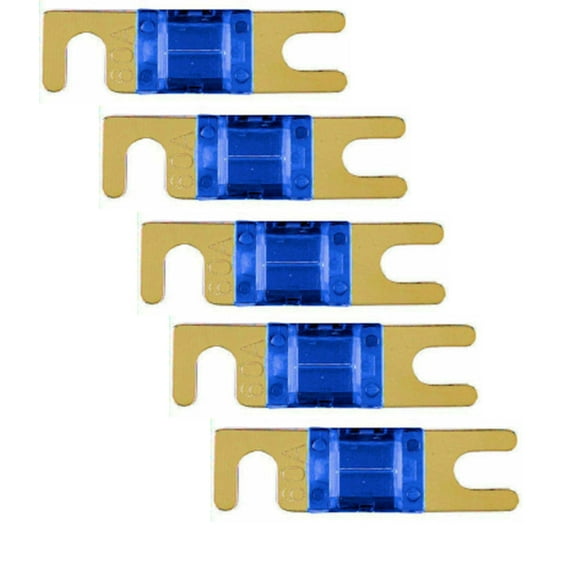 IMC Audio 60 Amp Mini ANL Fuse Gold for Car Audio Auto Marine Audio 5 Pack