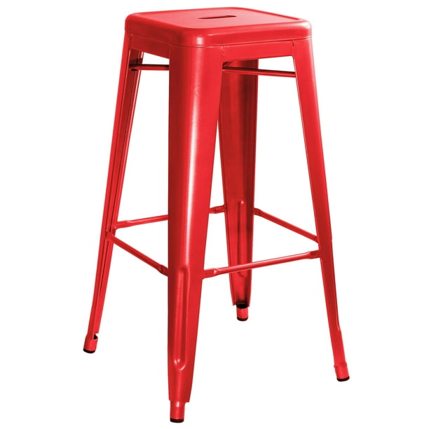 AmeriHome Loft Red Metal Bar Stool - Walmart.com - Walmart.com