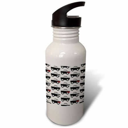 

3dRose funny toon 57 classic car pattern black variations on a white background Sports Water Bottle 21oz