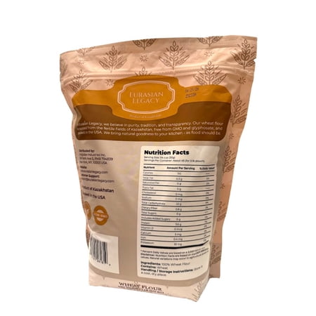 EURASIAN LEGACY WHEAT FLOUR, HIGH-PROTEIN, NON-GMO, GLYPHOSATE-FREE, UNBLEACHED, PERFECT FOR BREAD & BAKING, 3 LB