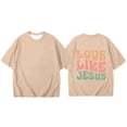 thumbnail image 5 of Trendfront Girls Love Like Jesus Christian T Shirt Retro Groovy Faith Graphic Crewneck Short Sleeve Tee Distressed Sunday School Clothes Religion Top, 5 of 5