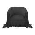 thumbnail image 5 of TOV Furniture Shag Me Black Vegan Leather Swivel Chair, 5 of 6