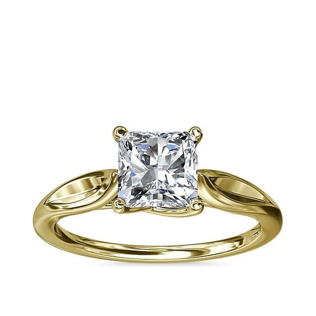 1.00 T.C.W Princess Shape Natural Diamond Latest Design Solitaire Wedding Ring for Ladies Solid 14K Yellow Gold Size 8