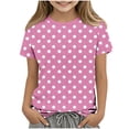 thumbnail image 1 of Zpanxa T Shirts for Girls Solid Color Round Neck Loose Fit Print Pattern Top Polyester Spandex 4 Years, 1 of 5
