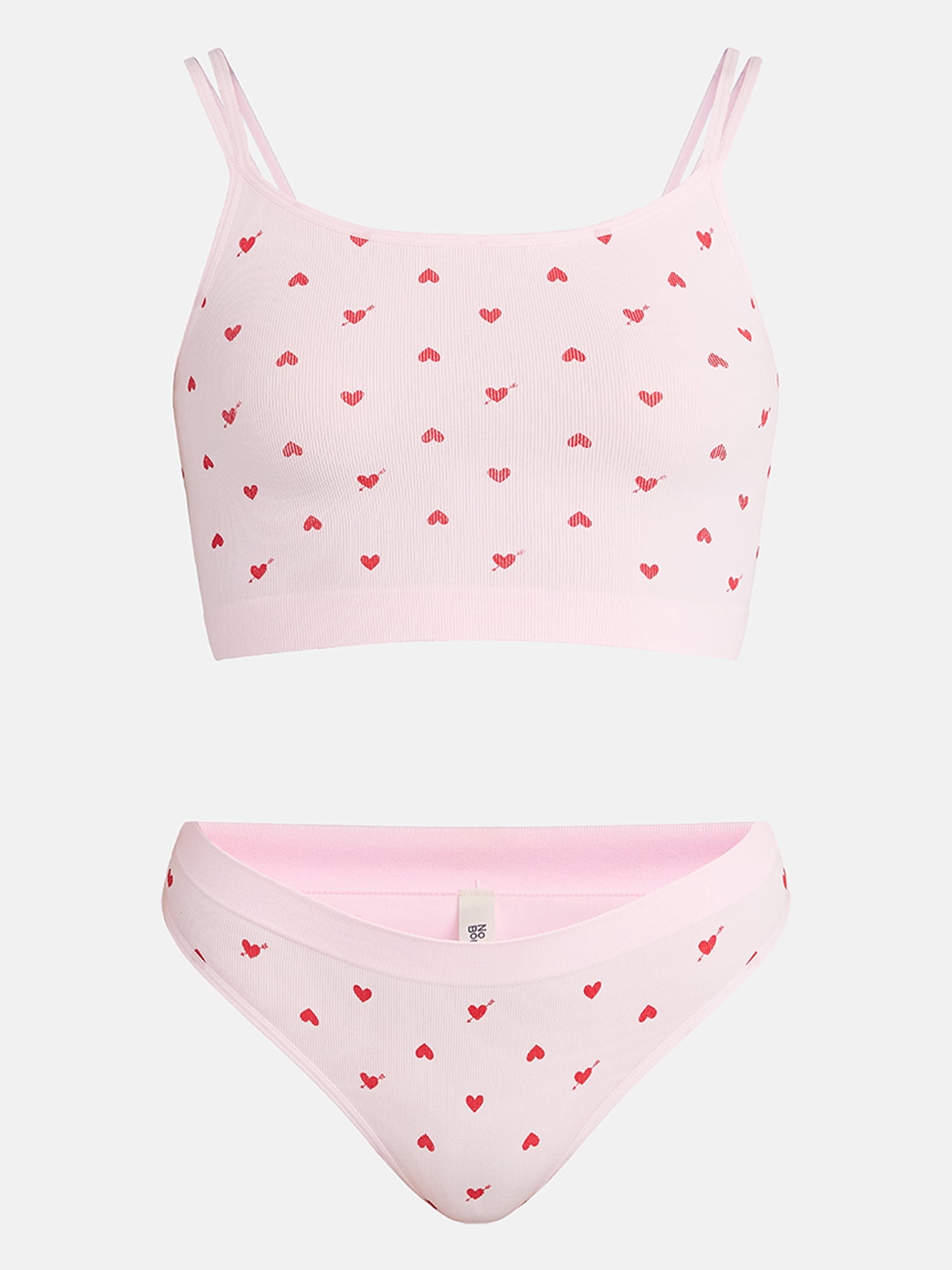 No Boundaries Seamless Cami Bra and Thong Panties Set, 2 Piece, Women's XS-XXXL