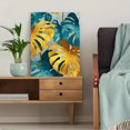 thumbnail image 5 of Gold Teal Monstera Leaf Canvas Wall Art，Elegant Decor for Living Room Bedroom Office Hotel, 5 of 8