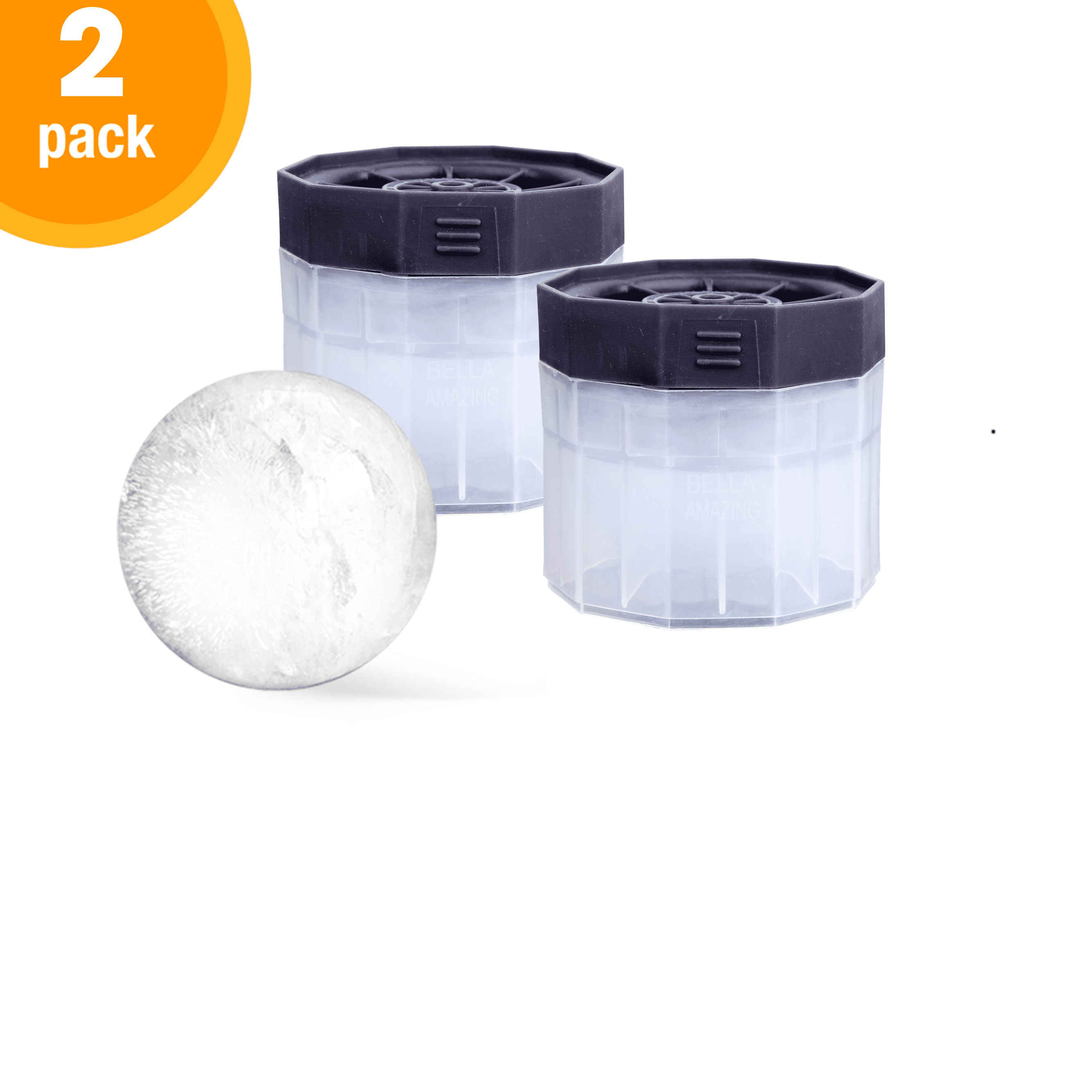 2Pcs Ice Ball Cube Maker Sphere Mold 2.5 INCH Round Jelly Mould Cocktail Whiskey 