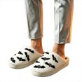thumbnail image 4 of Qingpeng Womens Closed Toe Open Heel Bat Motif Plush Slippers Cozy Soft Indoor House Shoes with Contrast Design for Halloween Home, 4 of 7