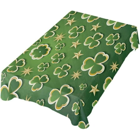 

Hyjoy Beautiful Green Clover Rectangle Tablecloth St. Patrick s Day Kitchen Decoration Dinner Rectangular Table Cover for Party Holiday Hotel BBQ-Machine Washable 54x72In