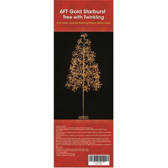 Queens of Christmas LED-TR3D06-LWW 6 ft. Warm White Starburst LED Tree