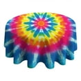 thumbnail image 4 of Colorful Rainbow Tie Dye Spiral Pattern Round Tablecloth 60"x60",Wrinkle Wipeable Table Cloth for Kitchen Dining Room Picnic Patio Party, 4 of 6