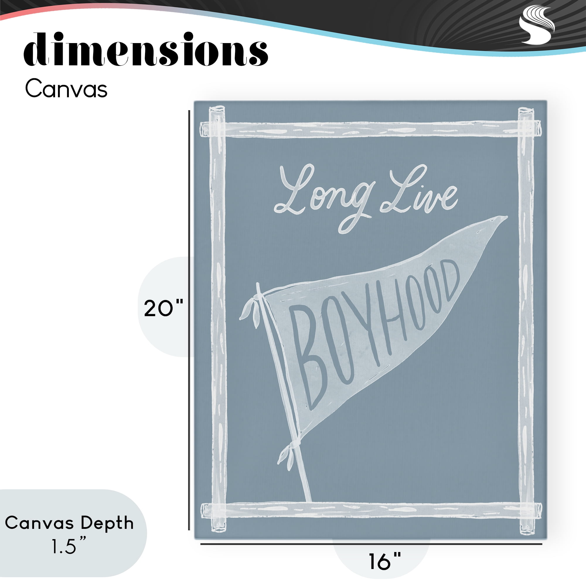 Stupell Industries Long Live Boyhood with Border Canvas Wall Art, design by Cherrywood Lane