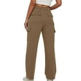 thumbnail image 3 of MIUOWANP High Waisted Fleece Sweatpants Women Fashionable Casual Elastic Waist With Multiple Pockets Work Clothes And Sports Pants Brown M, 3 of 4