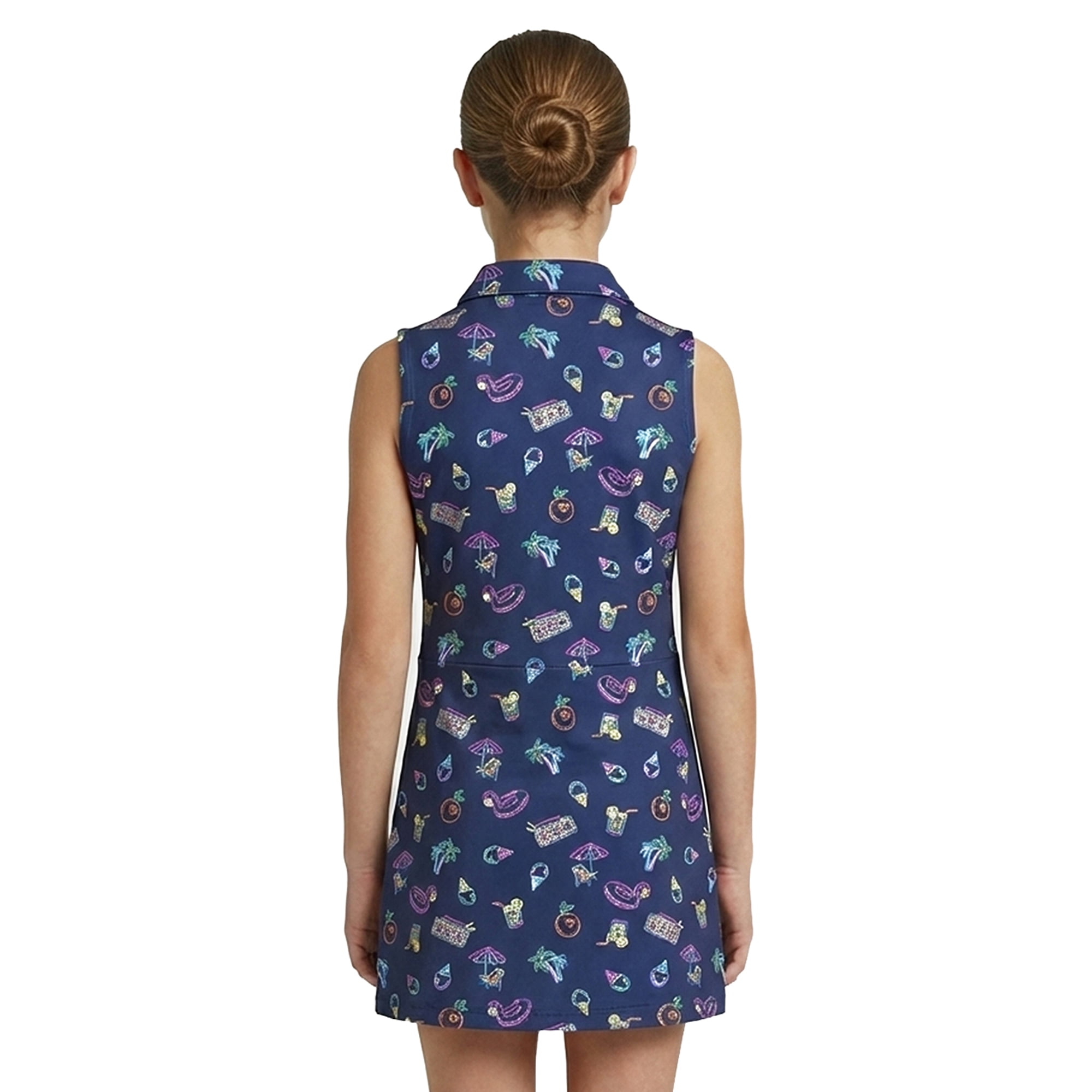 Birdie Bound Girls Neon Pool Party Sleeveless Polo Dress, Sizes XS-XL
