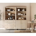 thumbnail image 3 of 71" Tall Pantry Cabinet Set of 2, Kitchen Storage Pantries with Cabinets and Drawers, Modern Modular Storage Cabinets with Open Display Shelves and Doors for Dining Room, Light Oak, 3 of 8