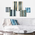 thumbnail image 2 of Designart "Elegance In Classic Beige And Blue Stripes" Abstract Wall Art Set Of 5 - Blue Modern Office Room Metal Wall Art Set, 2 of 6