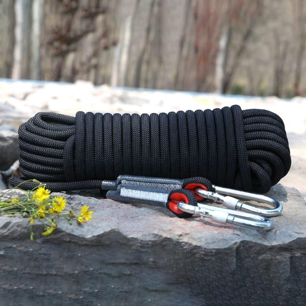 RKXQT 10~200m Accessory Cord Equipment 18mm Multifunctional Cord Safeope， ty REscape Rope Ice Climbing Equipment Fire Rescue Rope (Color : Black, Size : 18mm x 200m)