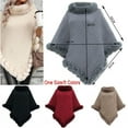 thumbnail image 2 of Duoif Poncho Shawl, Faux Trim Poncho Elegant Cape Coat with Faux Collar and Trim Winter Warm Knitted Stole Shawl Wraps for Women Wine, 2 of 8