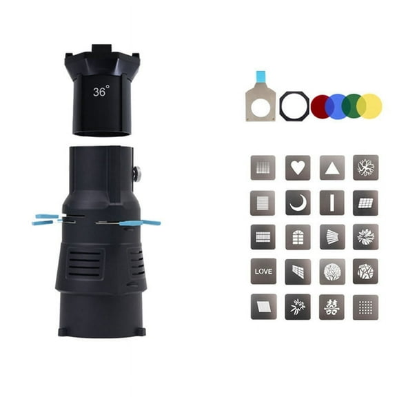 Focalize Conical Snoot for Bowens Mount Photography Photo Condenser with Built-in Geometric Sheet Shapes Gobo Filter 36°